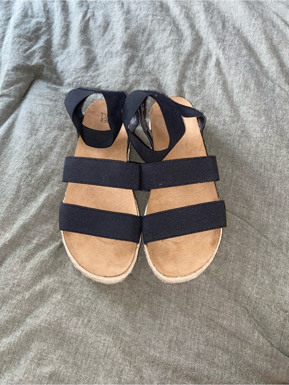 Time and Tru Black Elastic Strap Sandals